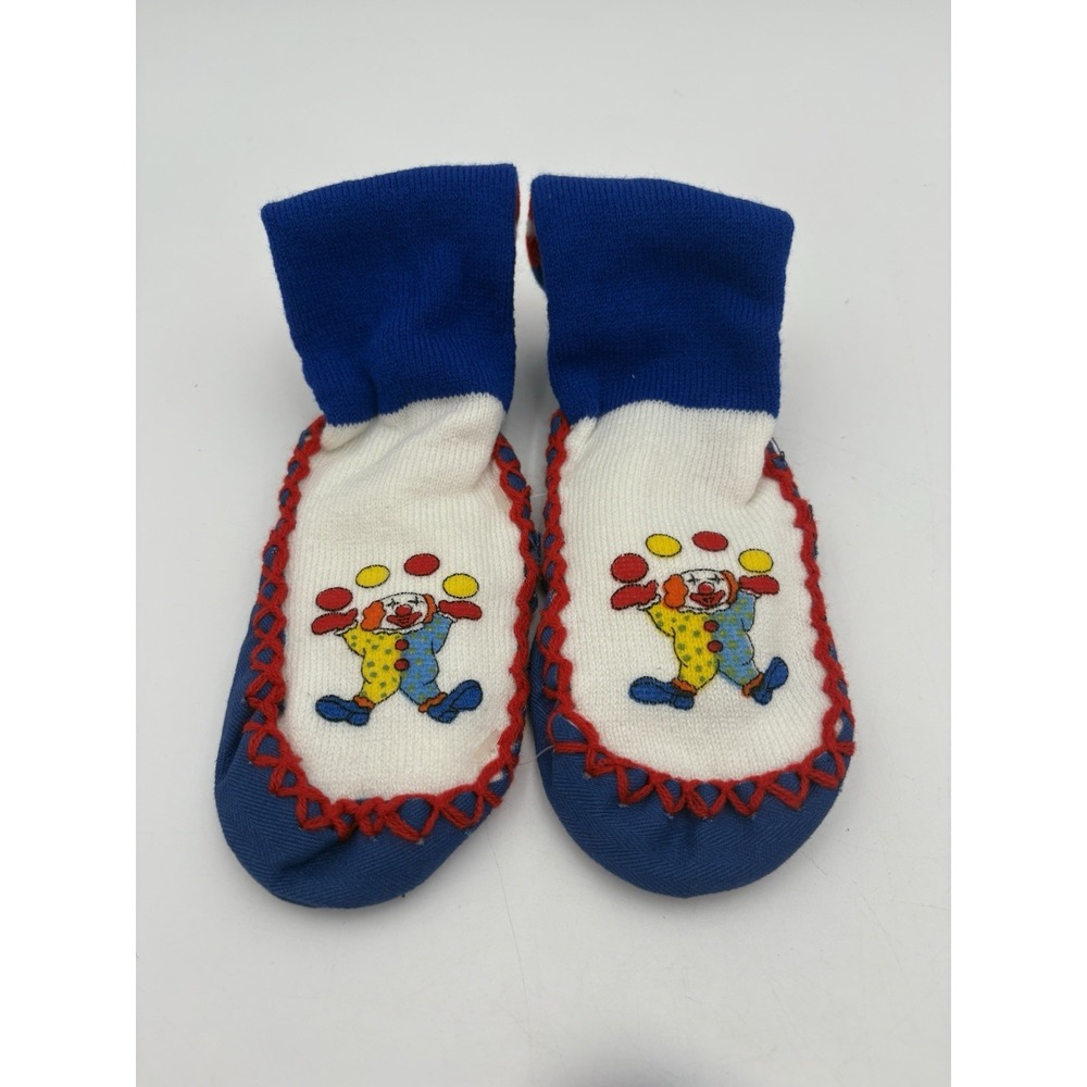 Vintage Clown‎ Slipper Socks Size 11–12 Taiwan R.O.C. Gripper Sole Knit Circus